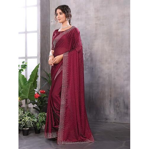 Yashika Women's Woven Chiffon Latest Black Rangoli Fabric Saree with Lace and Blouse Material (AZ-YS-P2-SWARNA-TANIKSHA-Parent-NEW_Purple)