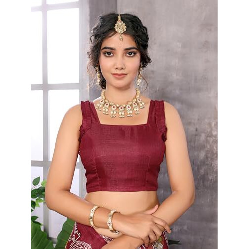 Yashika Women's Woven Latest Art Silk and Tassels Saree with Unstitched Blouse Material (AZ-YS-P1-NAFIZA-Parent-NEW_Maroon)