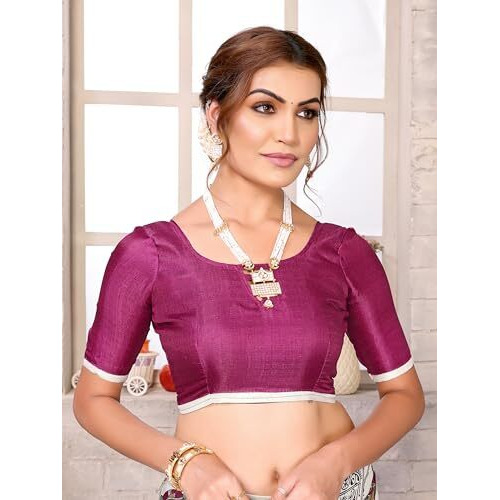 Yashika Women's Woven Latest Art Silk and Tassels Saree with Unstitched Blouse Material (AZ-YS-P1-NAFIZA-Parent-NEW_Cream Purple)