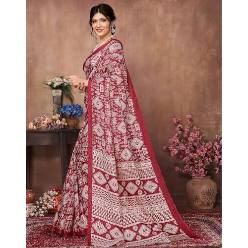 Yashika Women's Latest Woven Printed Art Silk Saree with Unstitched Blouse Material-Suitable for All Indian Weddings and Festivals (AZ-YS-P1-URMILA-YASHODA-Parent_Maroon 02)