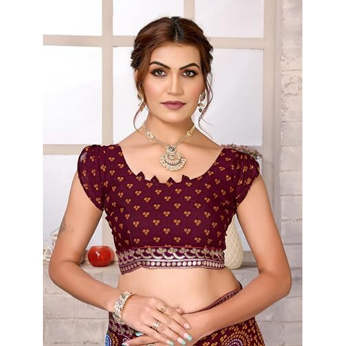 Yashika Women's Woven Latest Georgette Saree with Lace and Blouse Material (AZ-YS-P1-AACHAL-KORAM-Parent-NEW_Brown)