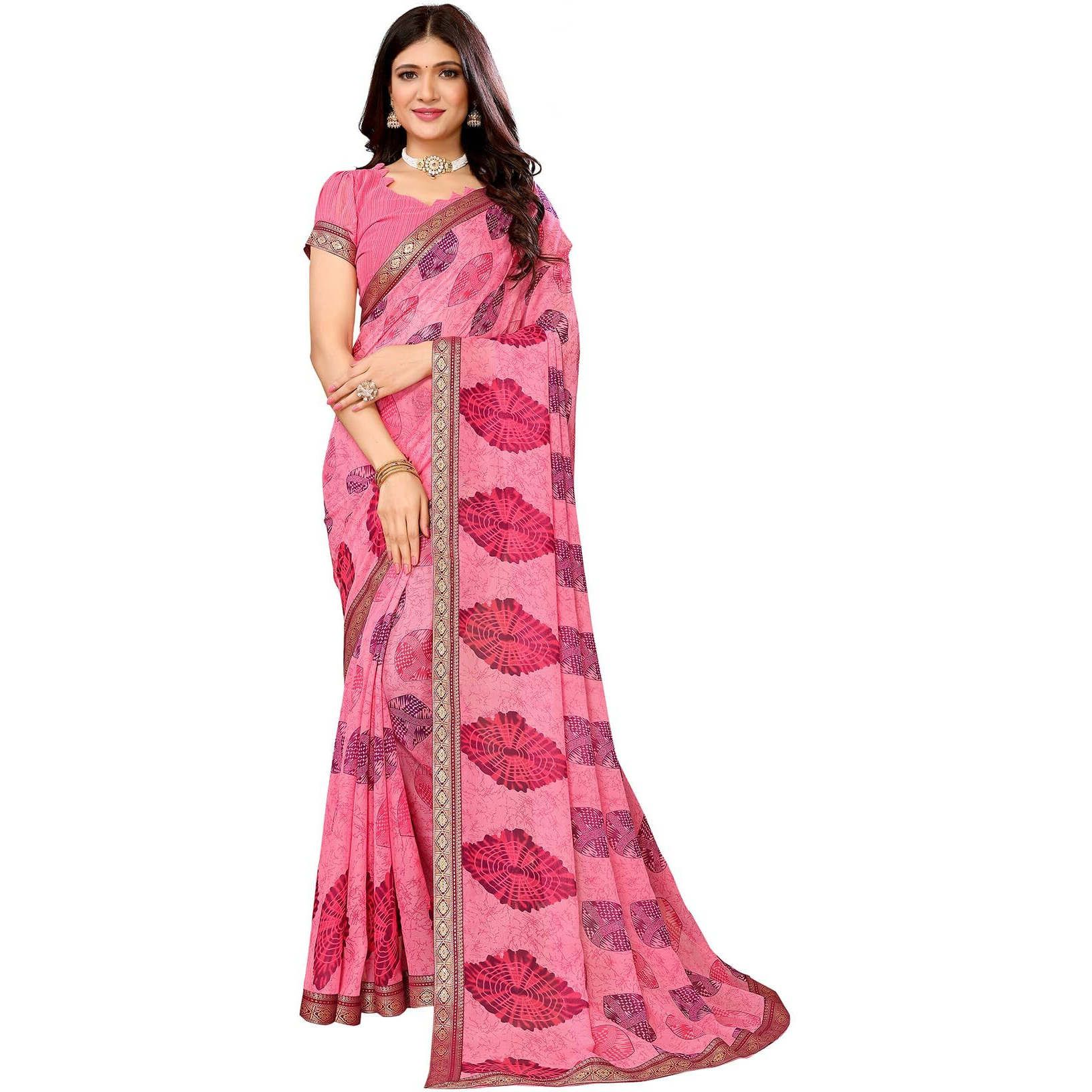Yashika Woven Georgette Women's Saree (AZ-YS-P1-KUSUM-NAINA-SOMIYA-Parent_Pink)