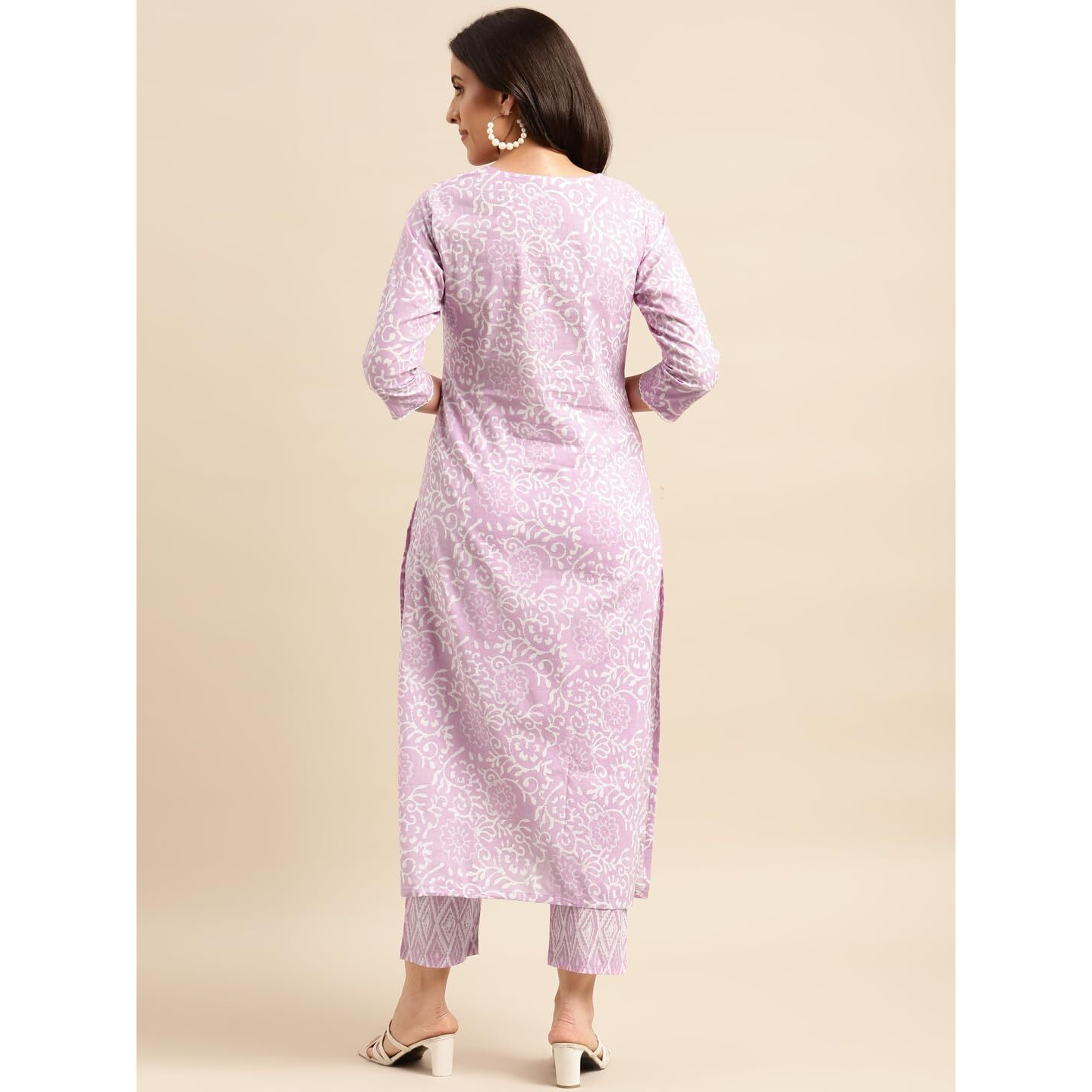 ANNI DESIGNER Women's Cotton Blend Straight Printed Kurta with Pant (Gulika Purple-NWG_S_Purple_Small)