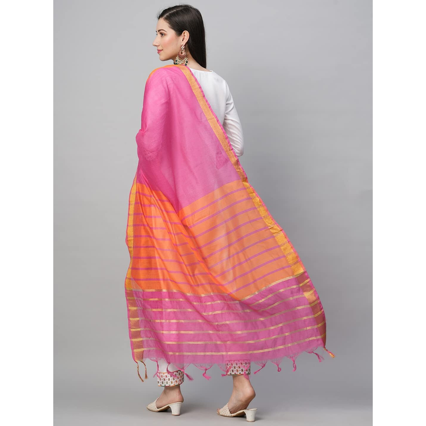 ANNI DESIGNER Women's Cotton Blend Embroidered Straight Kurta with Pant & Dupatta (SILKSI-White_L_White_Large)