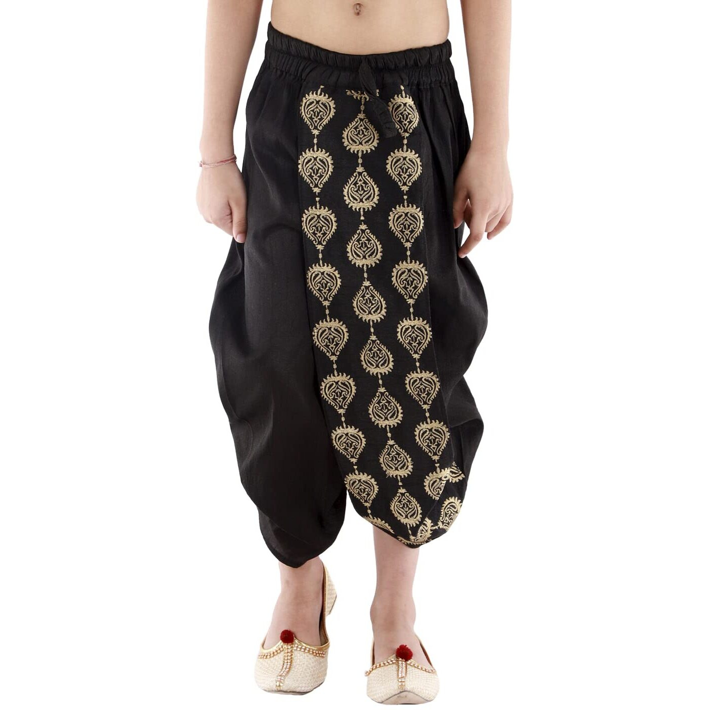 VASTRAMAY Boys' Black Traditional Embroidered Dhoti_VASBDT005BL_36