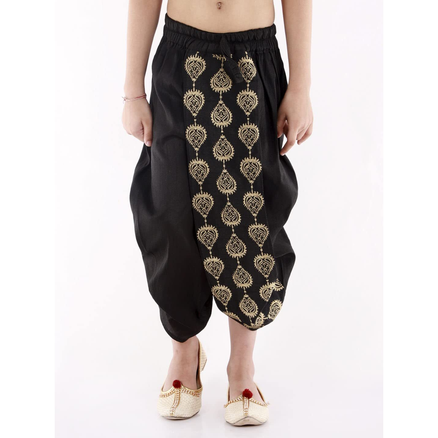 VASTRAMAY Boys' Black Traditional Embroidered Dhoti_VASBDT005BL_36