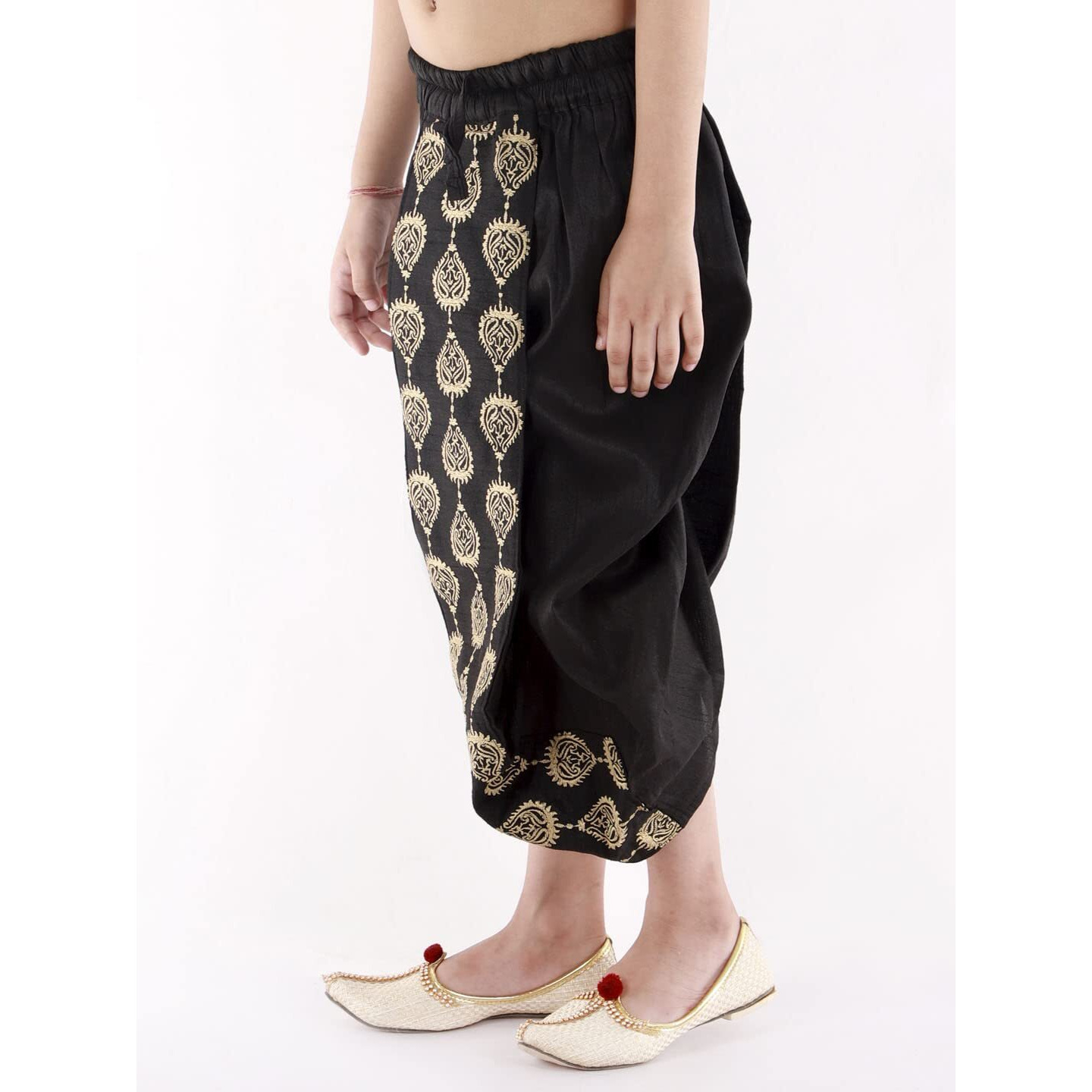VASTRAMAY Boys' Black Traditional Embroidered Dhoti_VASBDT005BL_36