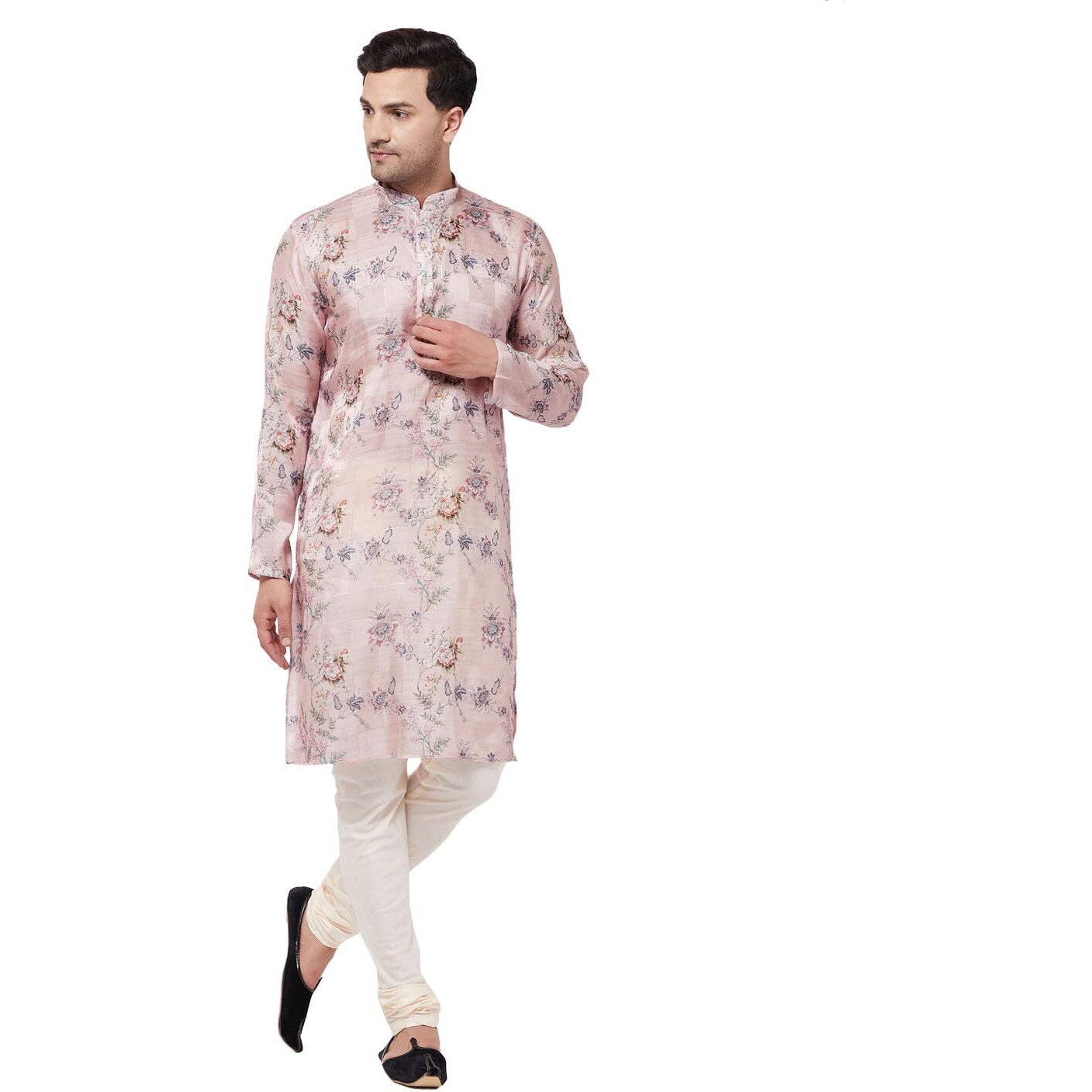 VASTRAMAY Men's Pink And White Cotton Blend Kurta Pyjama Set_VASMK137nMVPCR_40