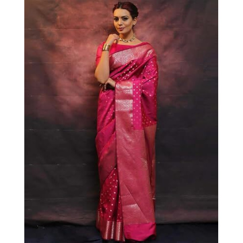 Yashika Women's Banarasi Kanjivaram Cotton Silk Woven Saree with Unstitched Blouse Material (AZ-YS-OG-SIMMI RANI)