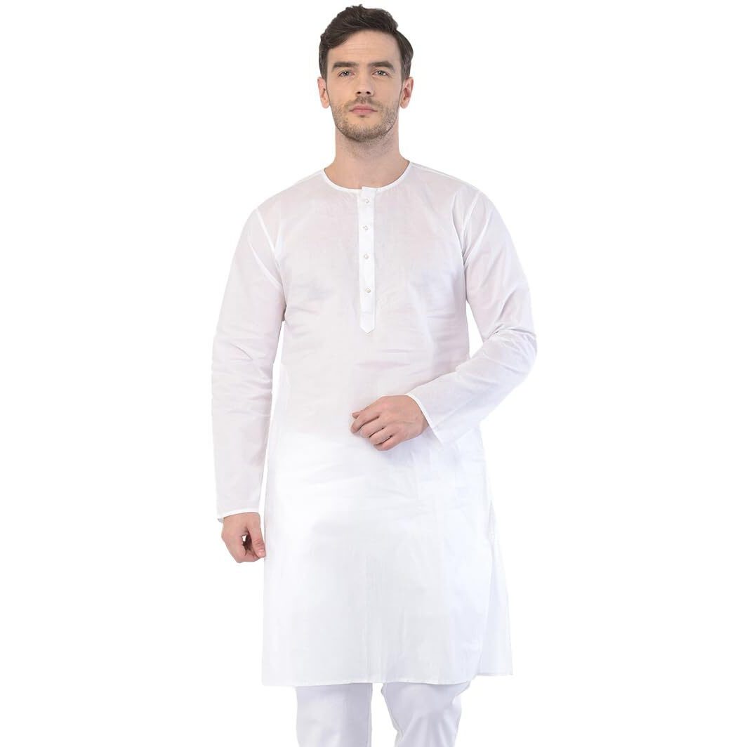 VASTRAMAY Men's White Cotton Addi Kurta_VASMK123_36