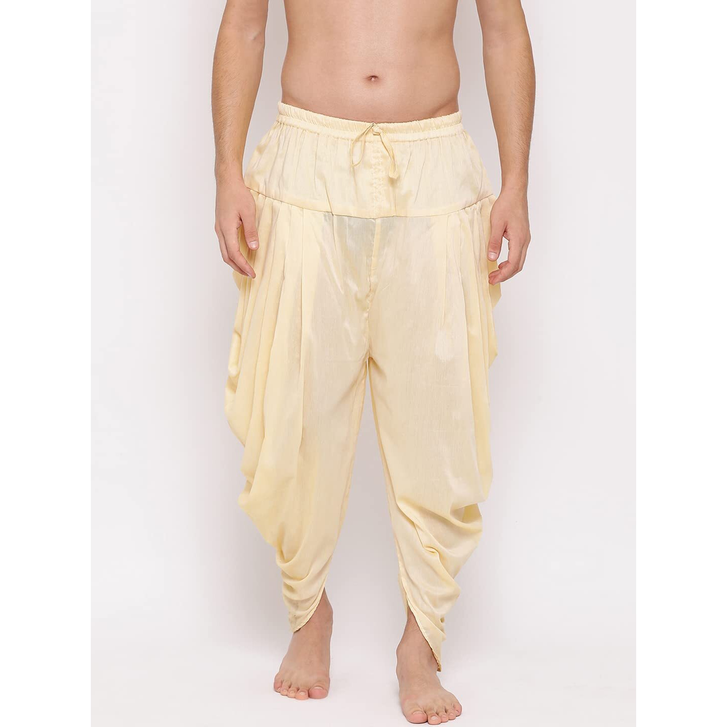 VASTRAMAY Men's Cream Silk Blend Dhoti (VASMCD002CR_Size-Free_Cream)