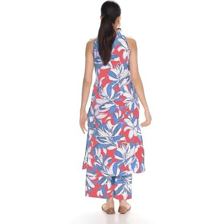 ANNI DESIGNER Women's Rayon Viscose Straight Printed Kurta with Pant (VCM Peach_S_Peach_Small)