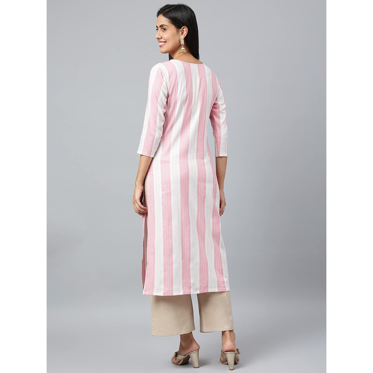 ANNI DESIGNER Women's Cotton Blend Straight Printed Kurta (Ashwini Pink_XXL_Pink_XX-Large)