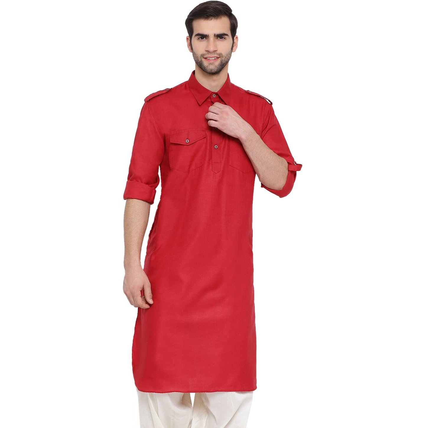 VASTRAMAY VM Mens Cotton Blend Mustard Kurta - Elegance for Festivals & Ethnic Events