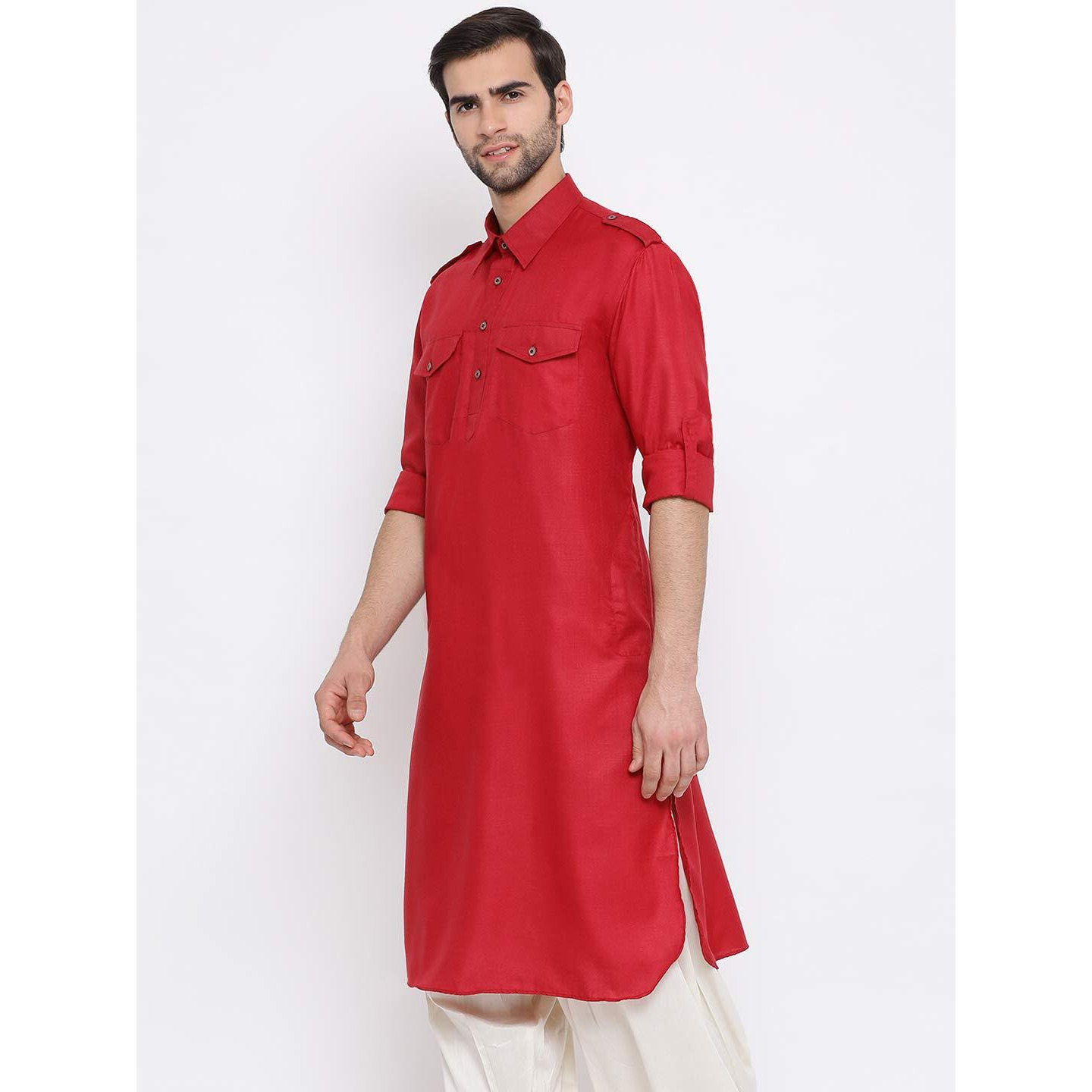 VASTRAMAY VM Mens Cotton Blend Mustard Kurta - Elegance for Festivals & Ethnic Events