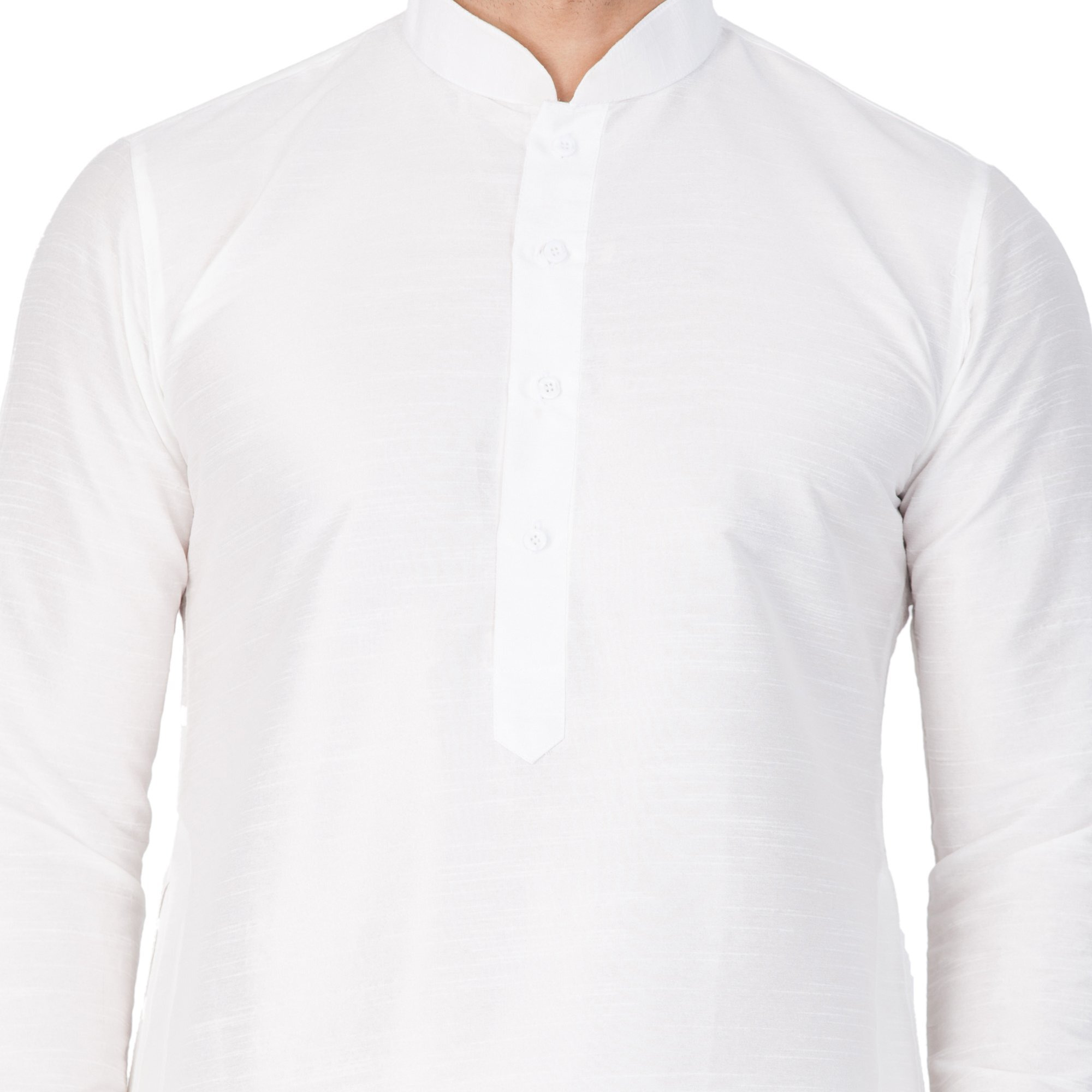 VASTRAMAY VM Mens Silk Blend White Kurta And Dhoti Set - Classic Ethnic Attire for Timeless Style and Cultural Celebrations_VASMKWH001nDTWH_40
