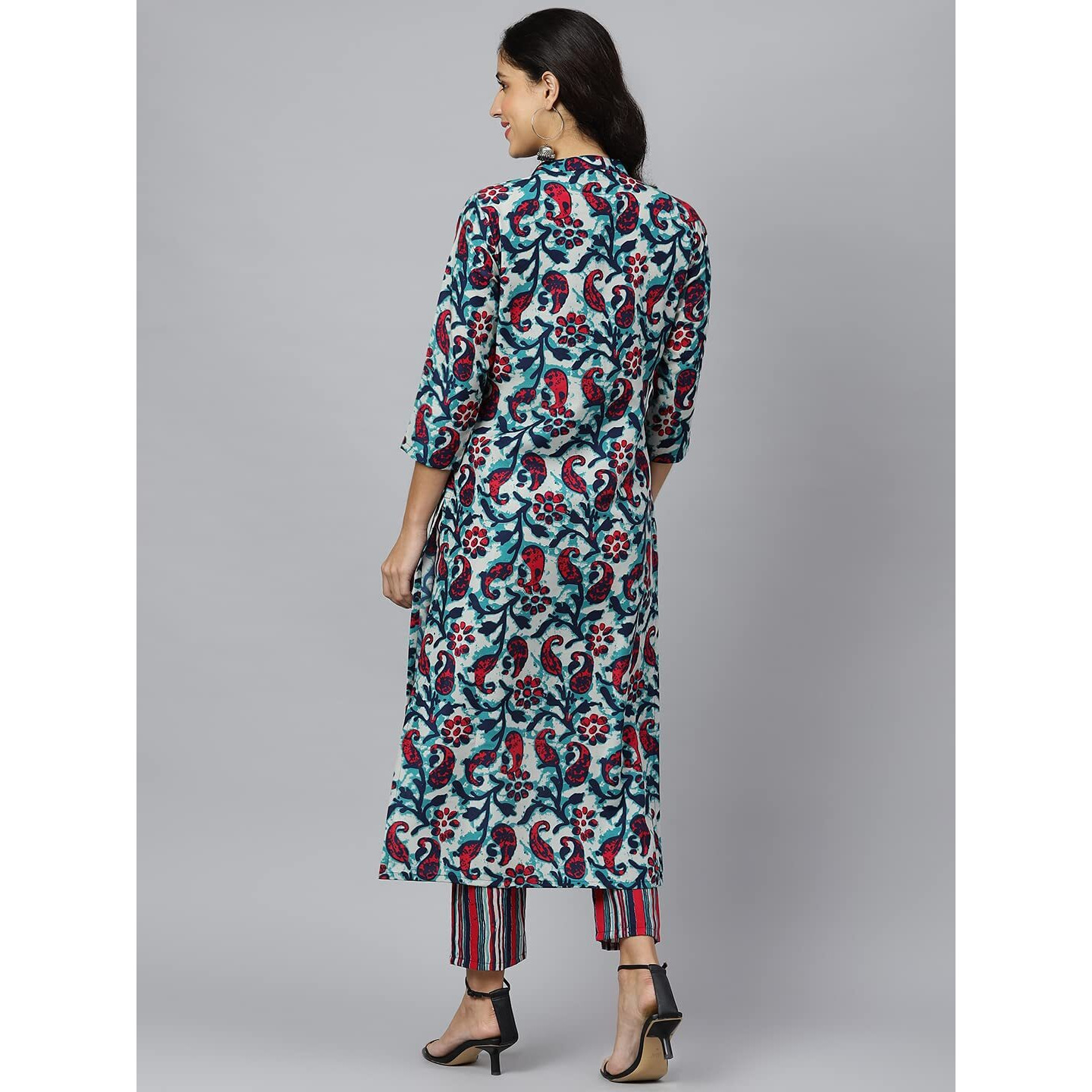 ANNI DESIGNER Women's Cotton Blend Printed Straight Kurta with Pant (Milan Multi_M_Multicolor_Medium)