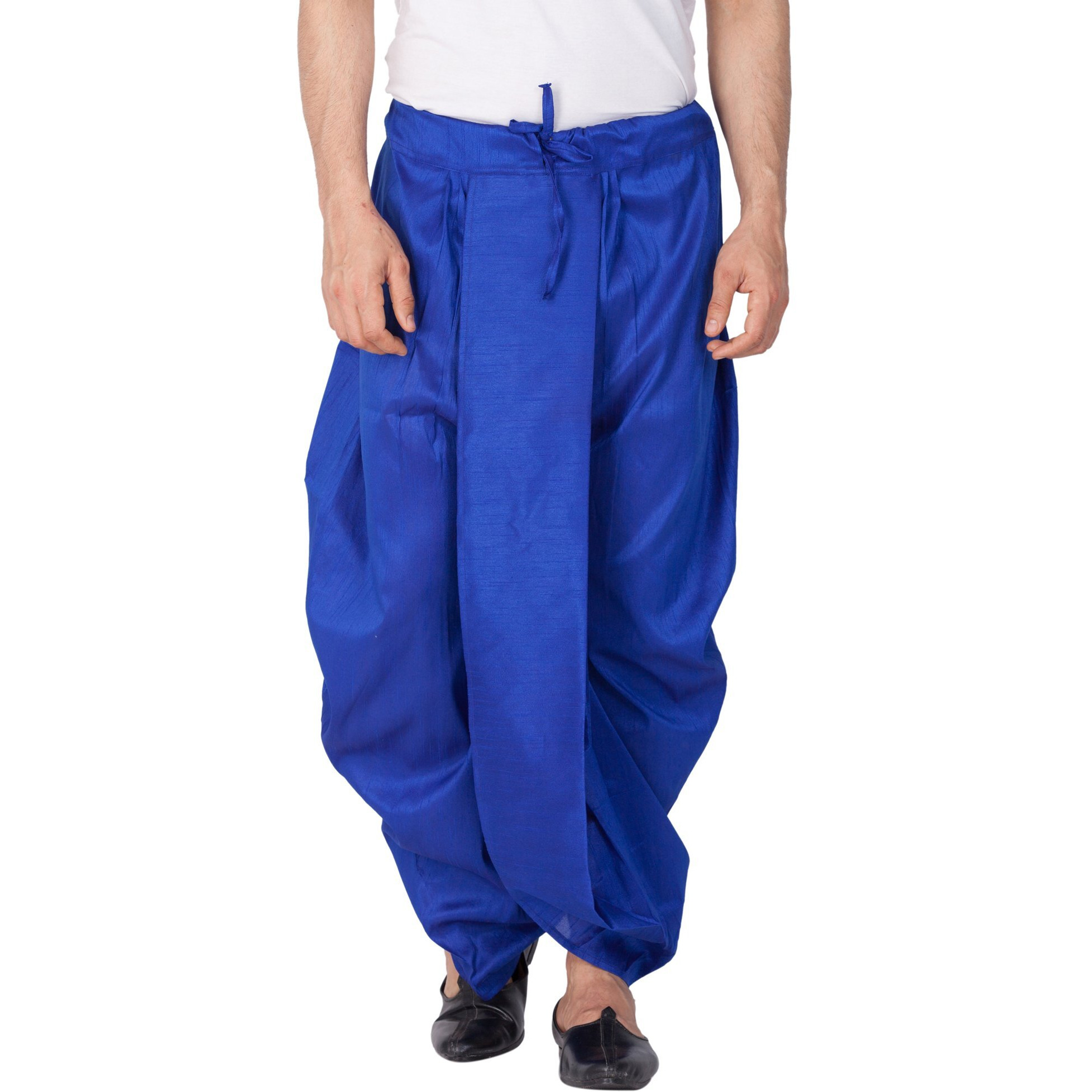 VASTRAMAY Mens Cotton Silk Dhoti (Blue_VASMDTBU_46)