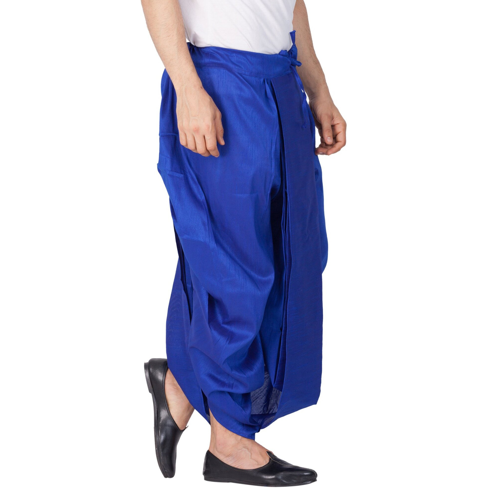 VASTRAMAY Mens Cotton Silk Dhoti (Blue_VASMDTBU_46)