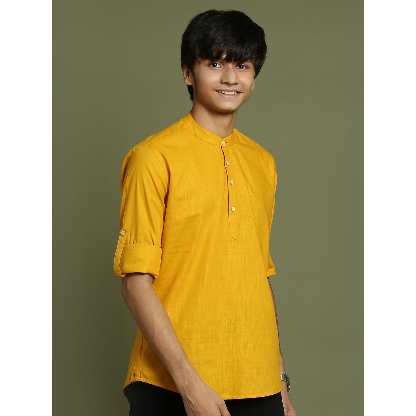 VASTRAMAY YUVA Boys' Mustard Short Kurta_VYUVBXK015MD_36XL