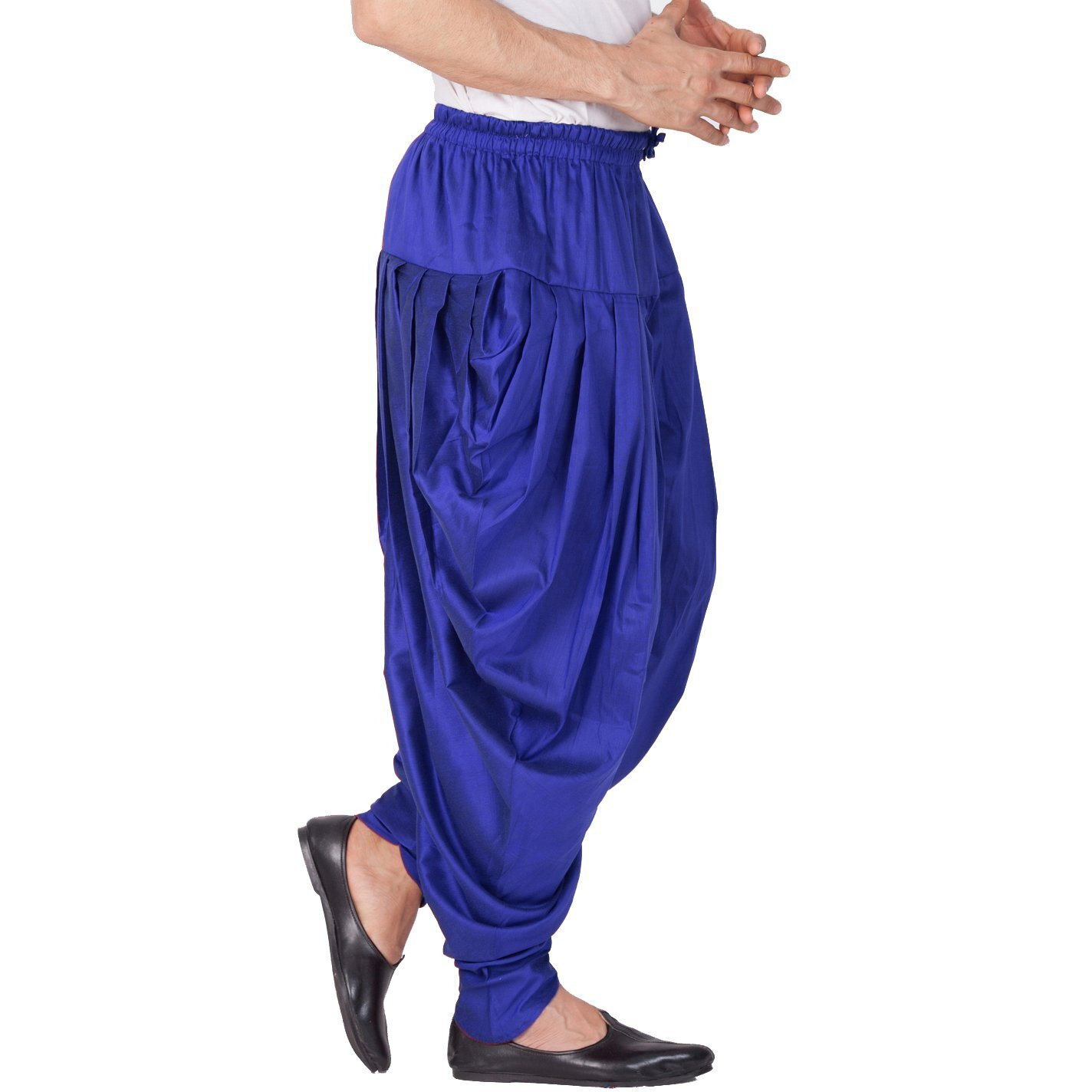 VASTRAMAY Mens Cotton Silk Dhoti (Blue_VASMCDBU_38)