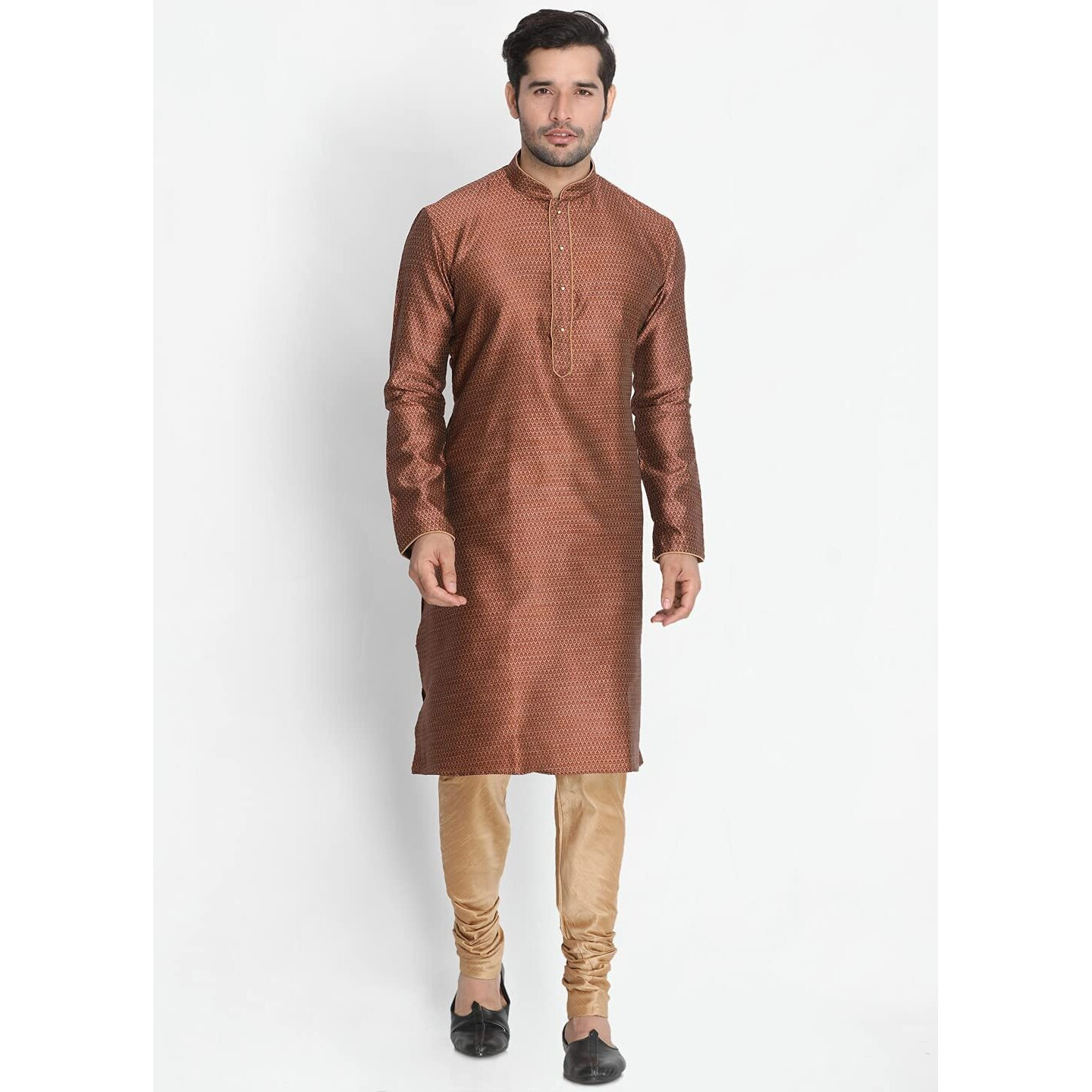VASTRAMAY Men's Maroon Cotton Silk Blend Kurta and Pyjama Set_VASMK047MAnPRG_40
