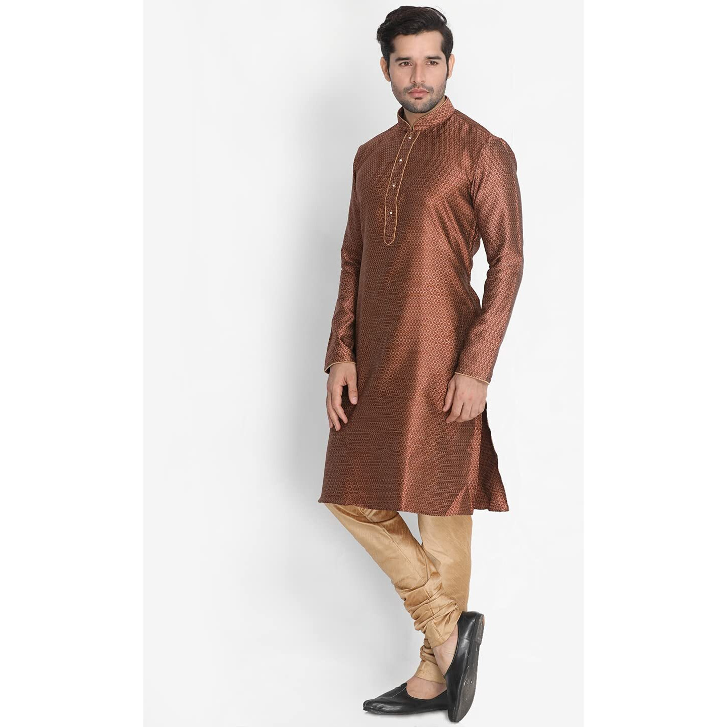 VASTRAMAY Men's Maroon Cotton Silk Blend Kurta and Pyjama Set_VASMK047MAnPRG_40