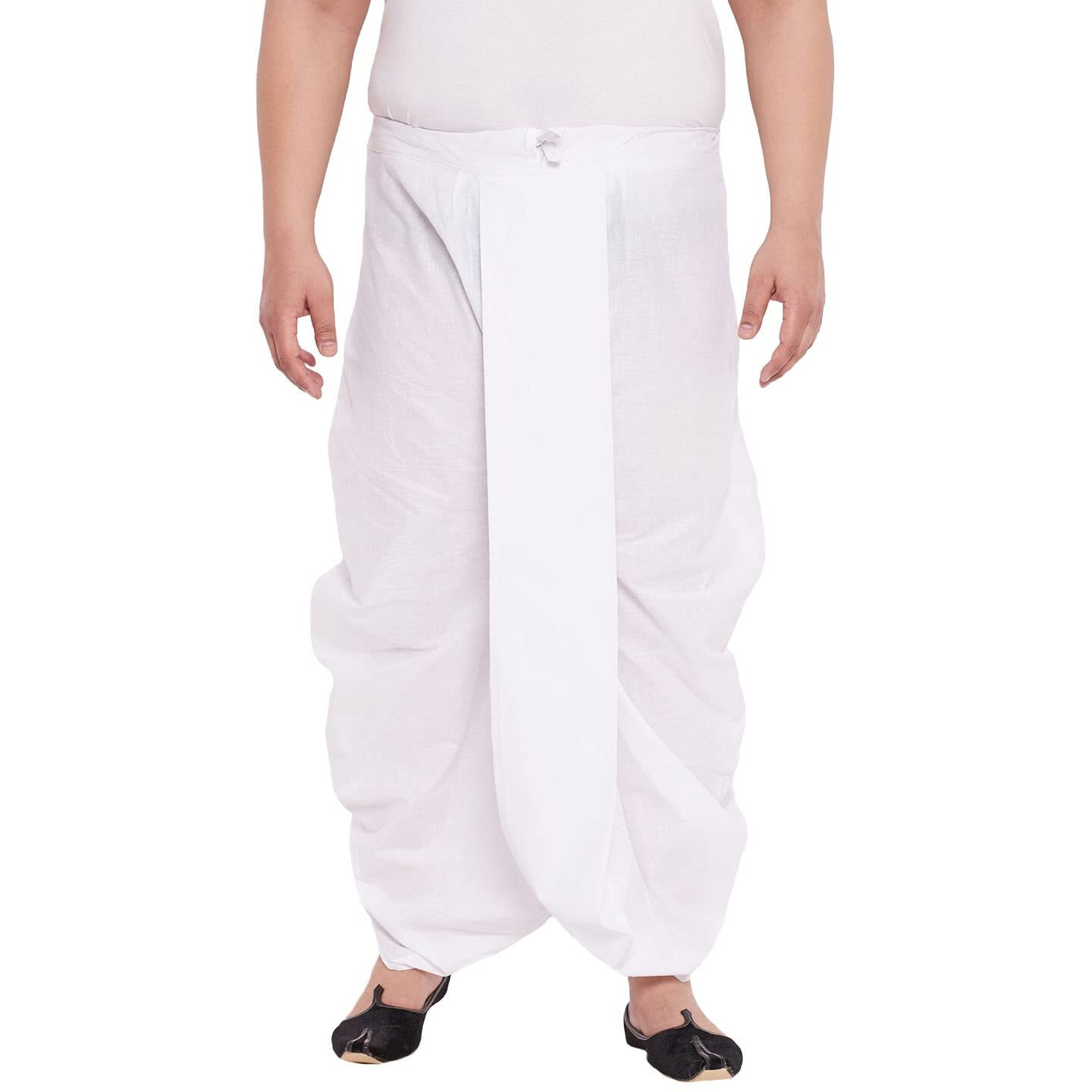 VASTRAMAY Plus Men's - Dhoti || Tradional Pattern Cotton Dhoti || Made in Premium Fabric || Elegance for Holi & Eid Celebration_VPLUSMDT015WH_46