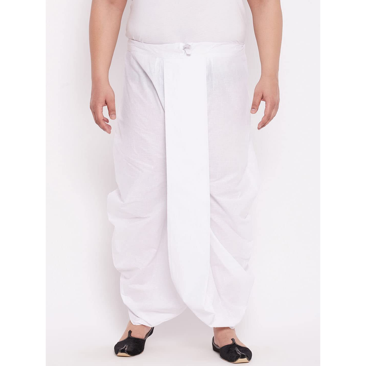 VASTRAMAY Plus Men's - Dhoti || Tradional Pattern Cotton Dhoti || Made in Premium Fabric || Elegance for Holi & Eid Celebration_VPLUSMDT015WH_46