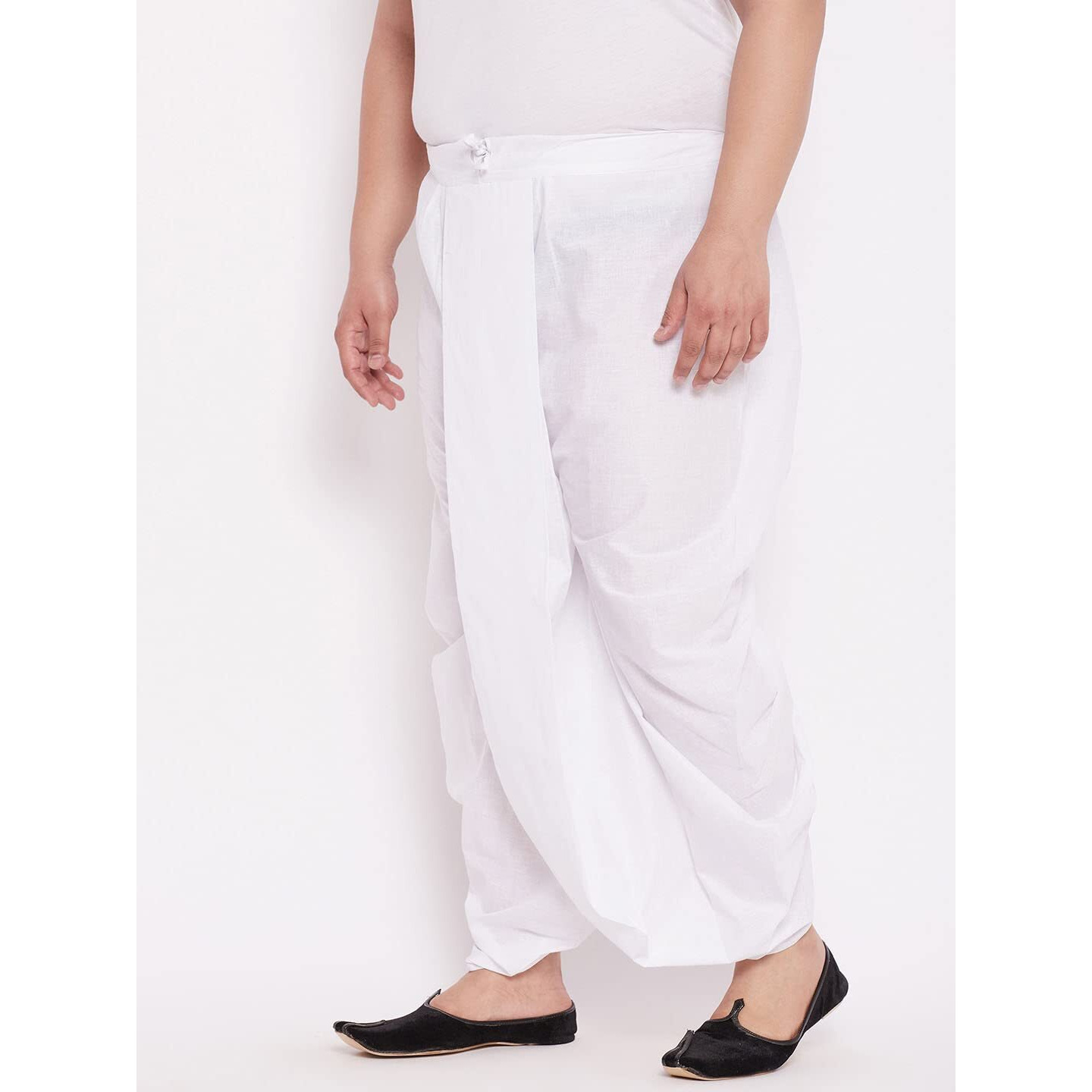 VASTRAMAY Plus Men's - Dhoti || Tradional Pattern Cotton Dhoti || Made in Premium Fabric || Elegance for Holi & Eid Celebration_VPLUSMDT015WH_46