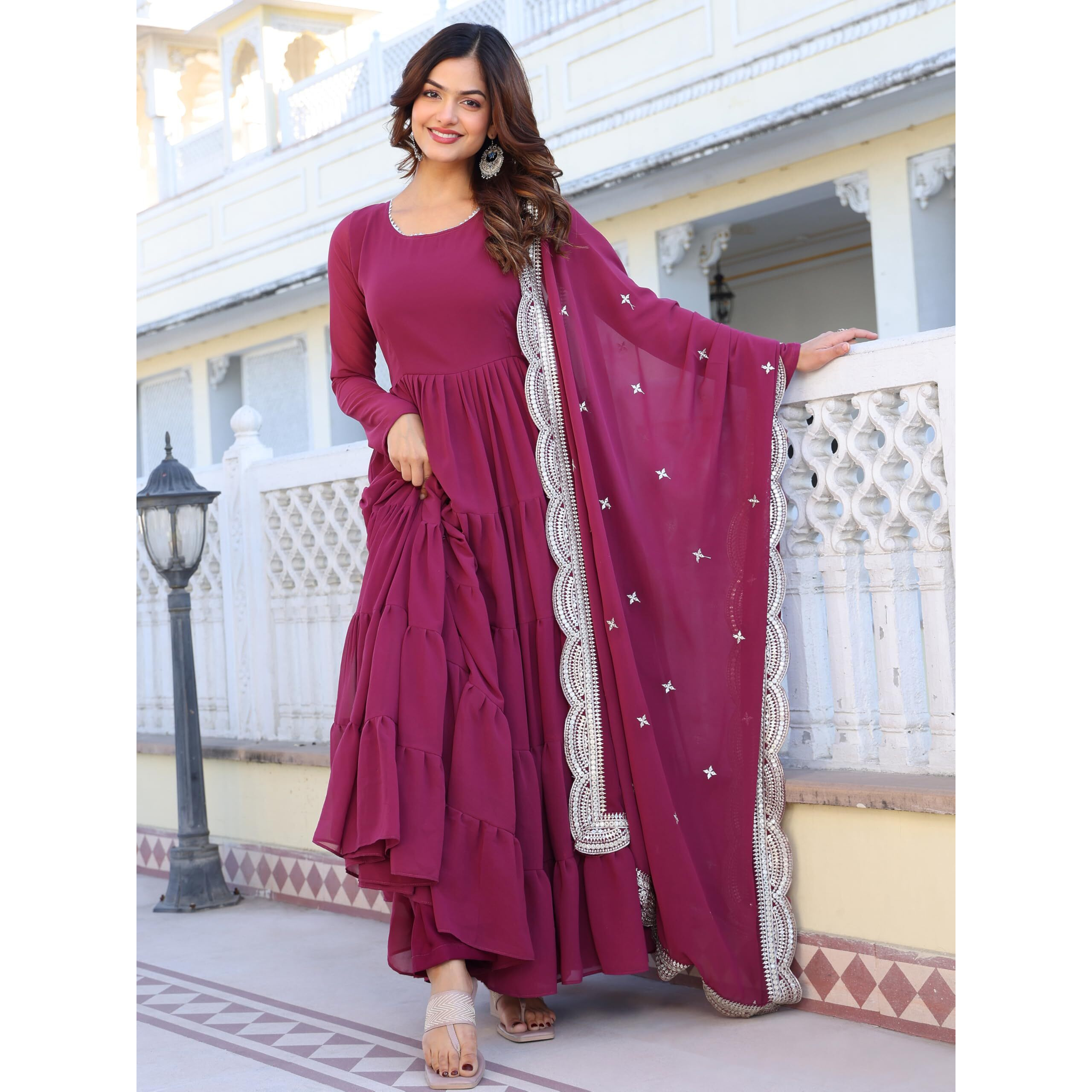 Wedani Georgette Sequins Work Anarkali Kurta Set for Women