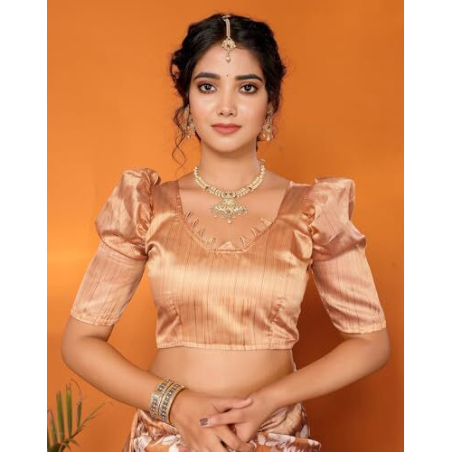Yashika Women's Art Silk Printed with Tassels Unstitched Blouse Material Stylish Party Casual Wear Traditional Trendy Saree (AZ-YS-P1-SUMITRA-Parent_Orange)