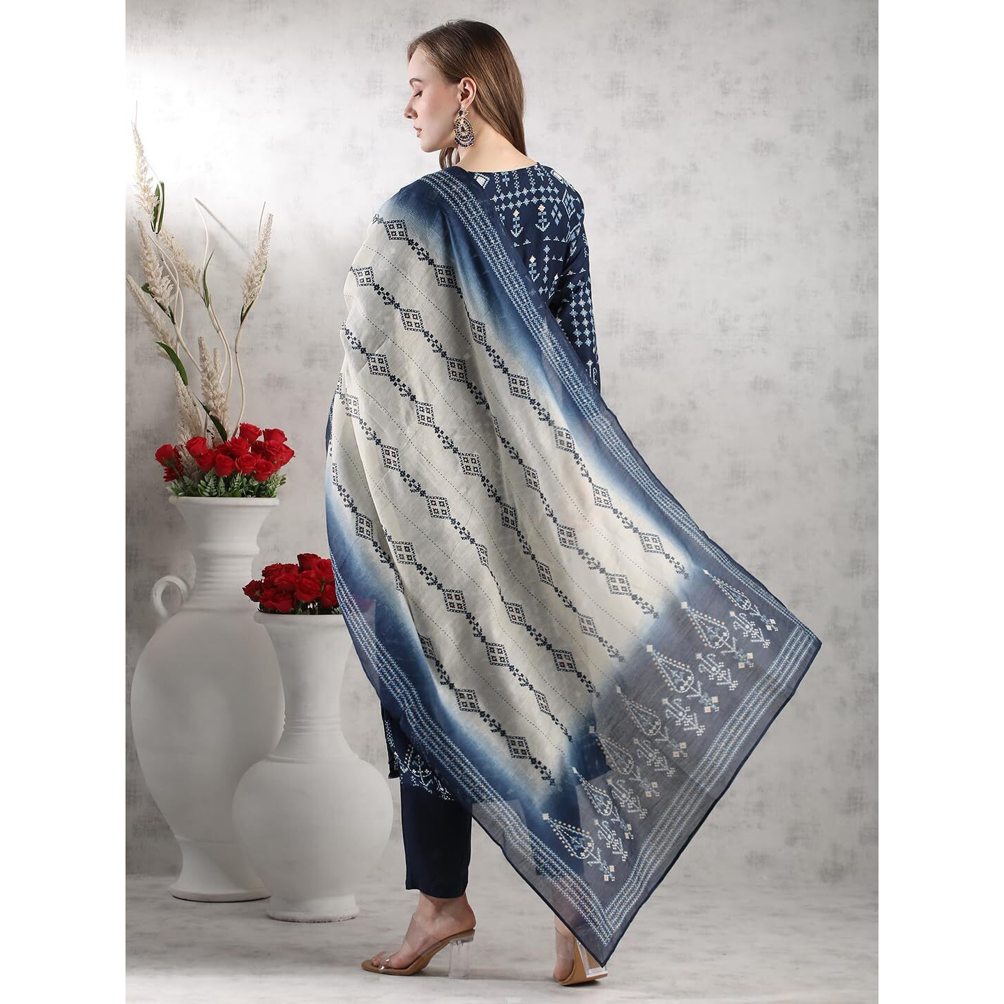 ANNI DESIGNER Women's Rayon Blend Straight Printed Kurta with Pant & Dupatta (PAULMI BLUE-VKS02_XXL_Blue_XX-Large)
