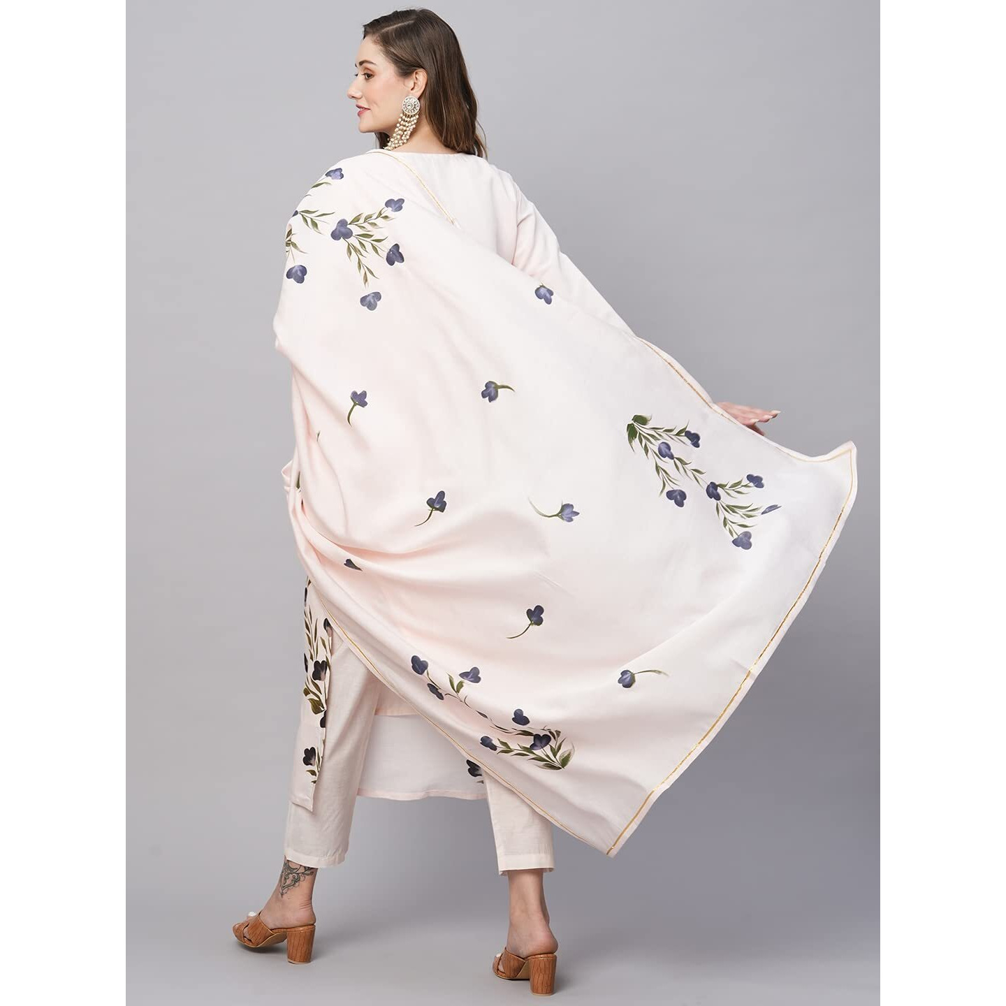 ANNI DESIGNER Women's Cotton Blend Straight Printed Kurta with Pant & Dupatta (Brush-Peach-TNW_XXL_Peach_XX-Large)