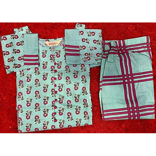 ANNI DESIGNER Women's Cotton Printed Straight Kurta with Palazzos & Dupatta (DEB-Cotton SET4_S) Multicolour