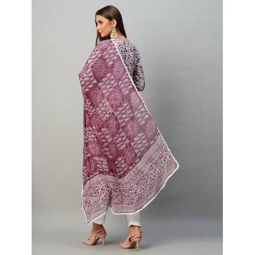 ANNI DESIGNER Women's Rayon Blend Anarkali Printed Kurta with Pant & Dupatta (Yutika Purple-NW_3XL_Purple_XXX-Large)