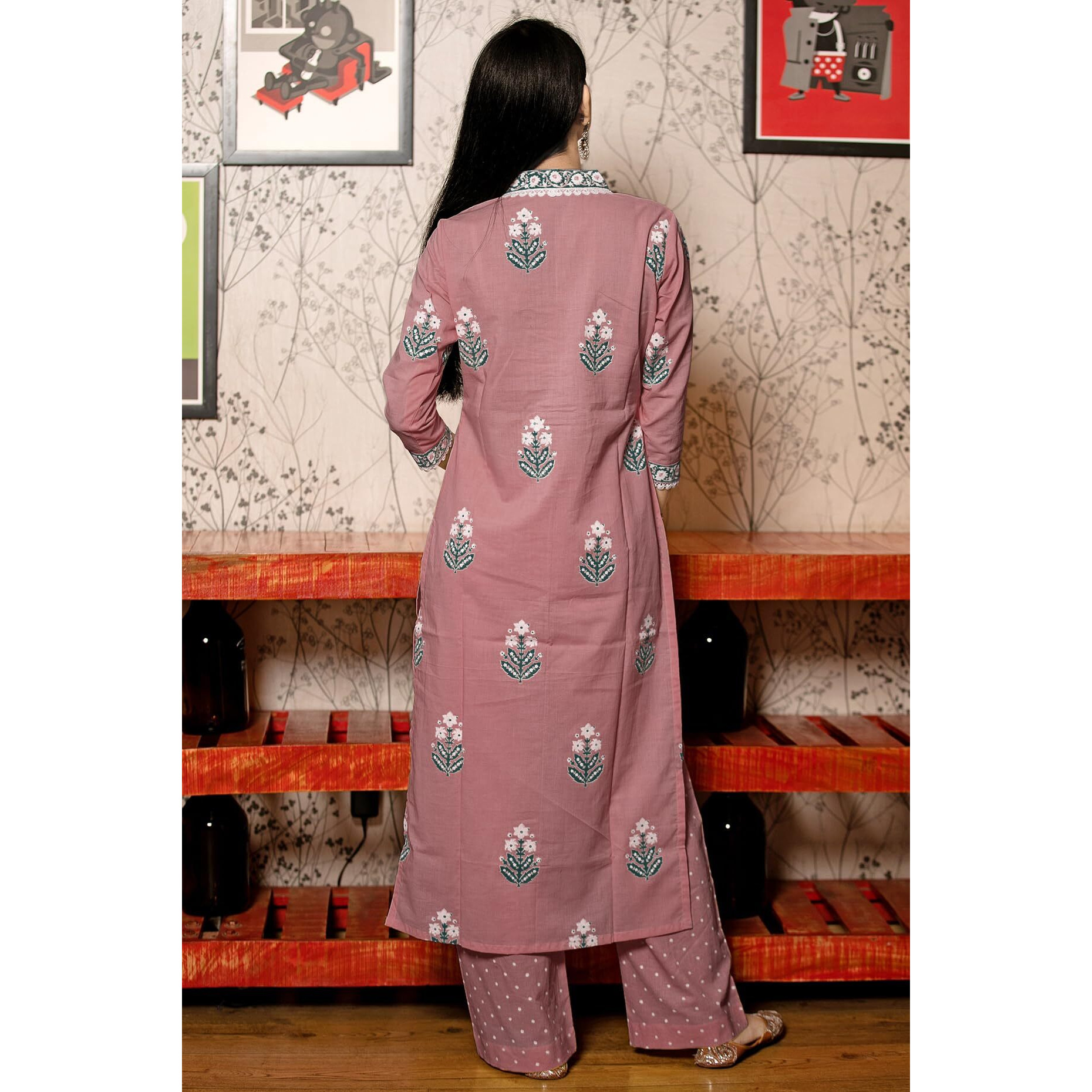 ANNI DESIGNER Women's Rayon Viscose Floral Regular Kurta with Pant & Dupatta (Belagavi Mustard_Purple_XX-Large)