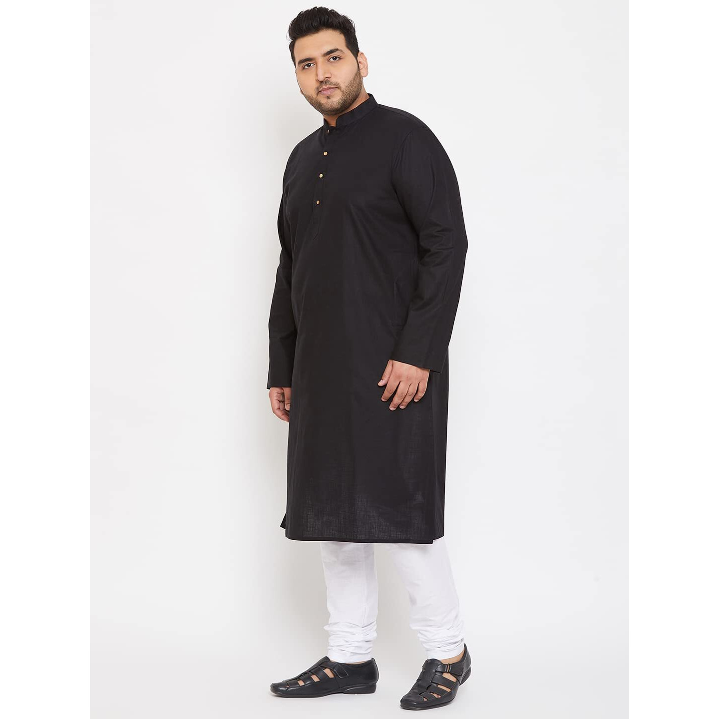 VASTRAMAY Plus Size Men's Aqua Blue Silk Blend Kurta (VPlus SizeMK001AQ_44)