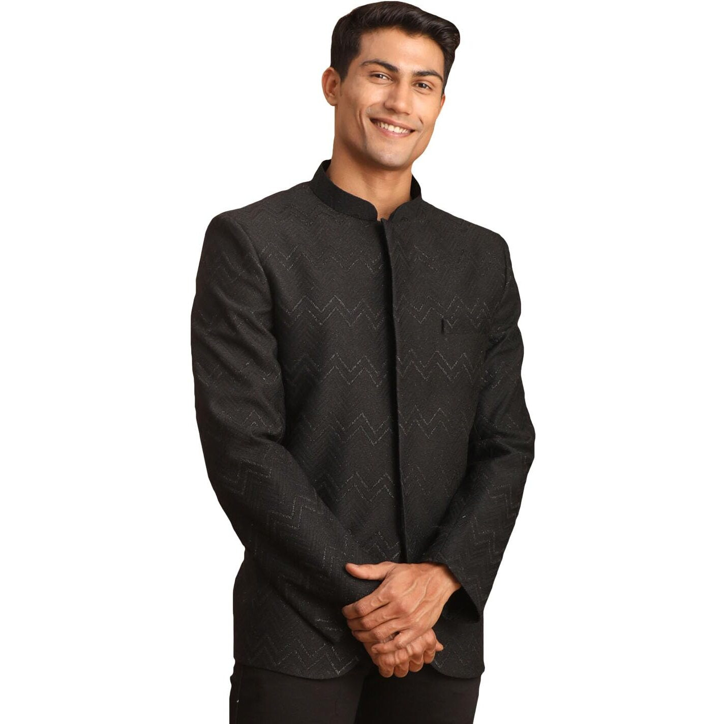 VASTRAMAY Men's Black Silk Blend Jodhpuri | Imported Fabric Jodhpuri For Men