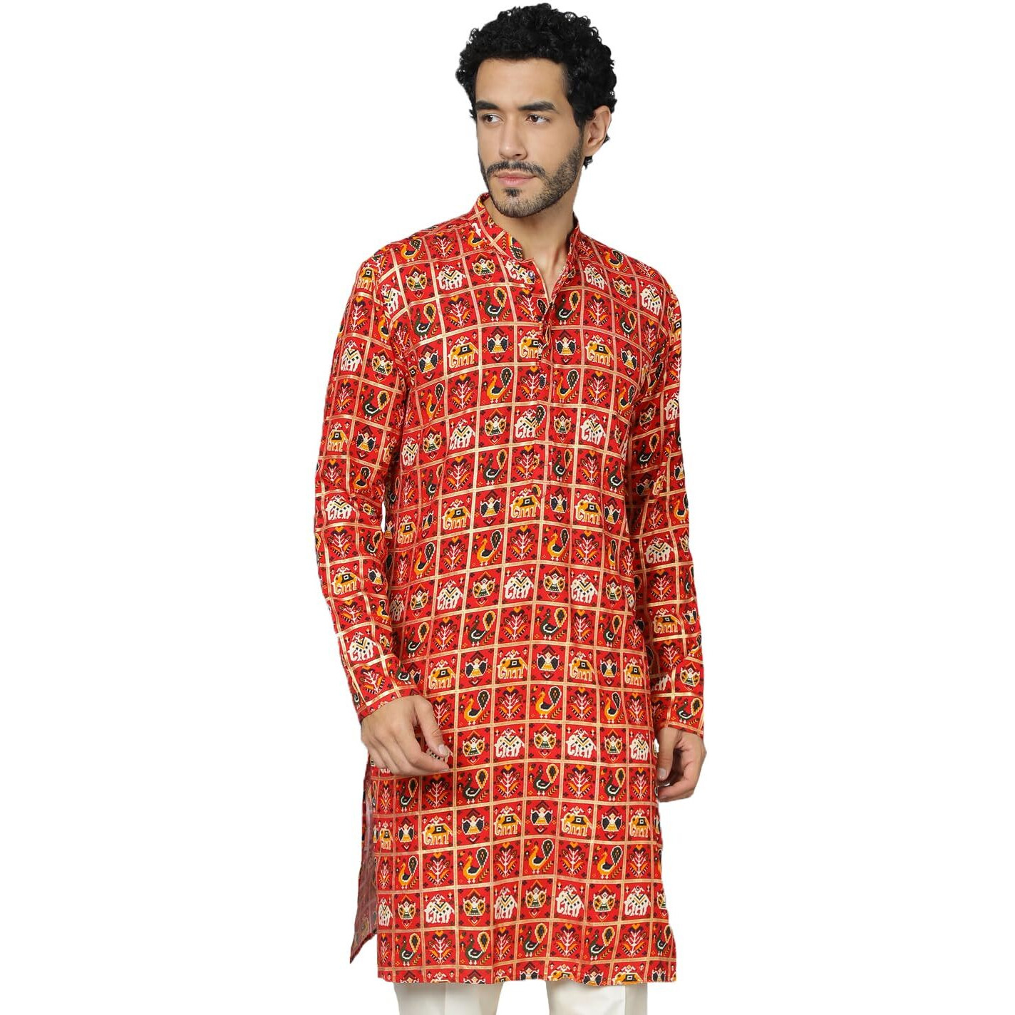 VASTRAMAY Regular Men's Red Rayon Kurta (VASMK269RD_36