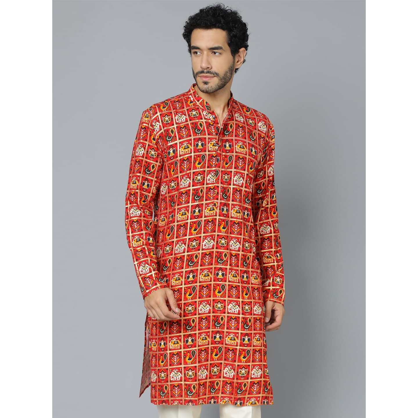 VASTRAMAY Regular Men's Red Rayon Kurta (VASMK269RD_36