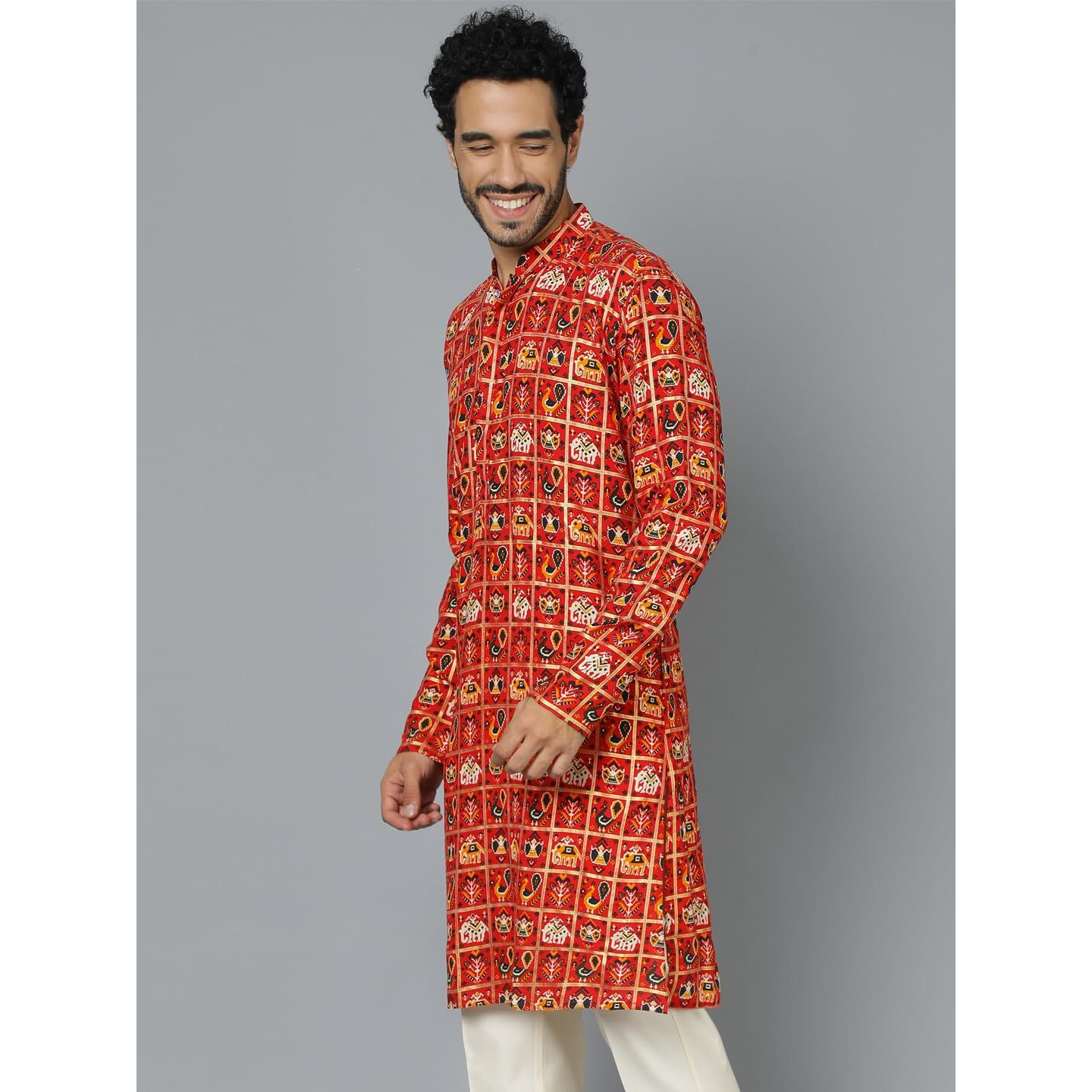 VASTRAMAY Regular Men's Red Rayon Kurta (VASMK269RD_36