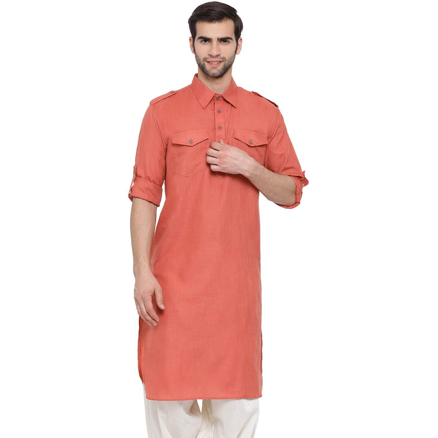 VASTRAMAY VM Mens Cotton Blend Mustard Kurta - Elegance for Festivals & Ethnic Events