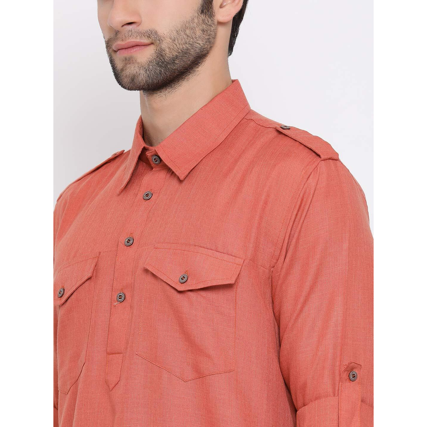 VASTRAMAY VM Mens Cotton Blend Mustard Kurta - Elegance for Festivals & Ethnic Events