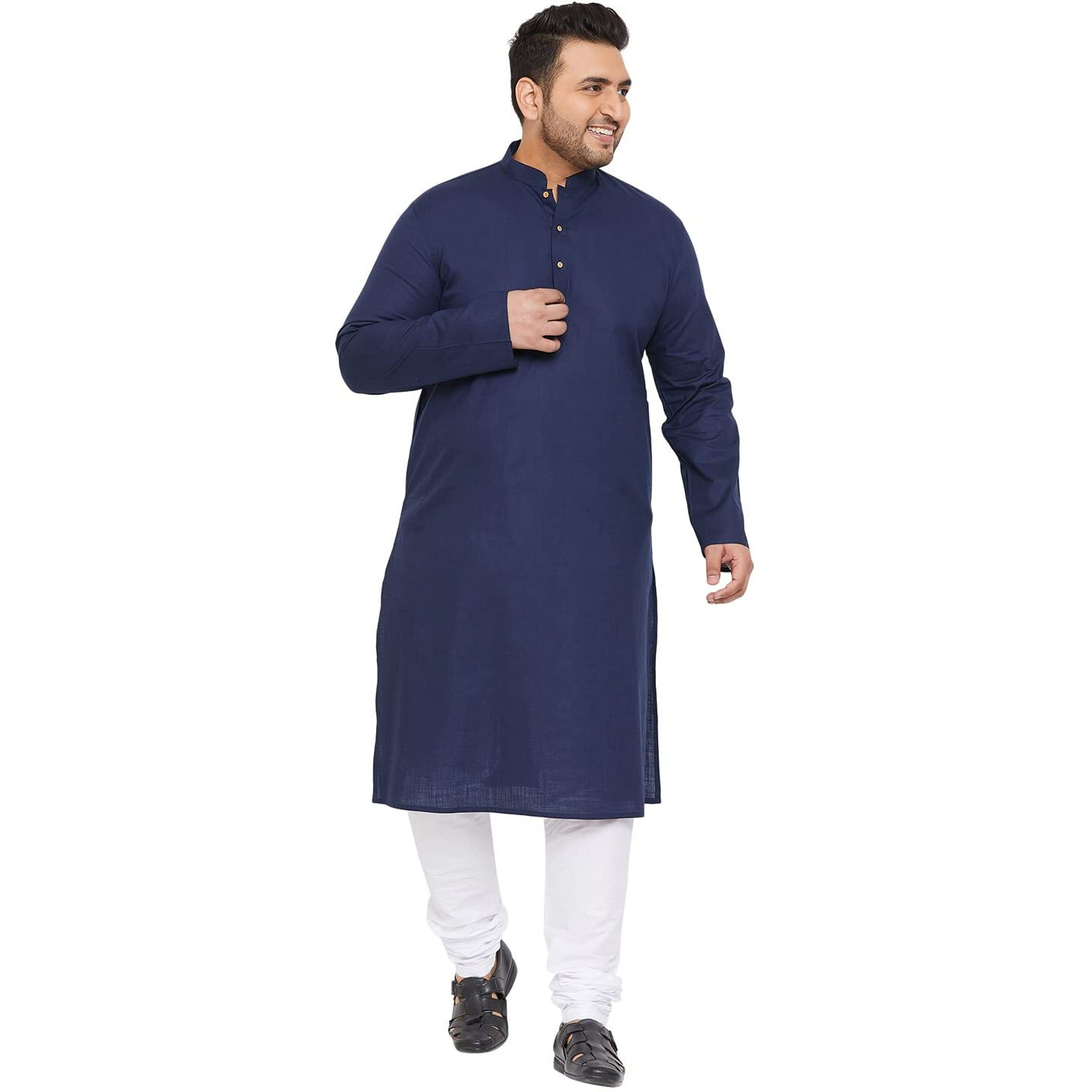 VASTRAMAY Plus Size Men's Aqua Blue Silk Blend Kurta (VPlus SizeMK001AQ_44)