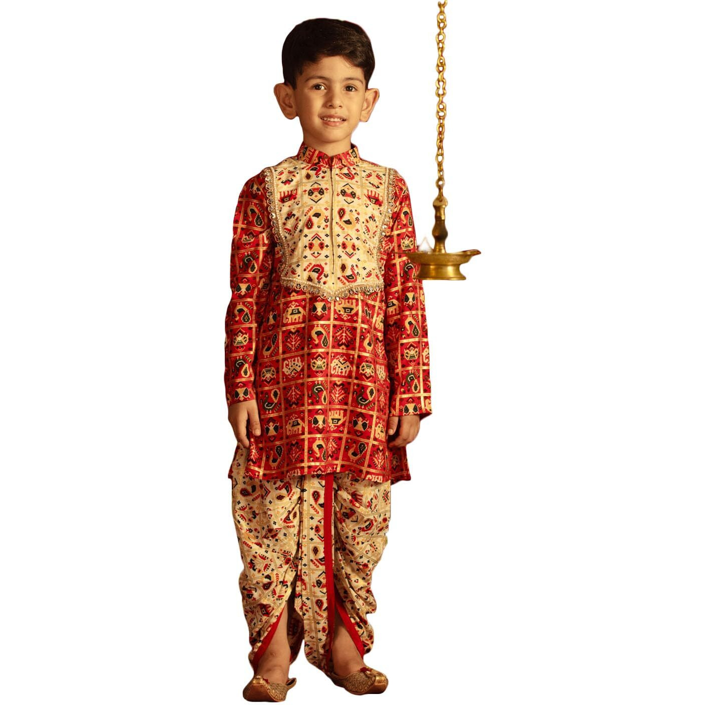 VASTRAMAY Boys' Read And Cream Kurta And Dhoti Set_VASBDK212RD_30
