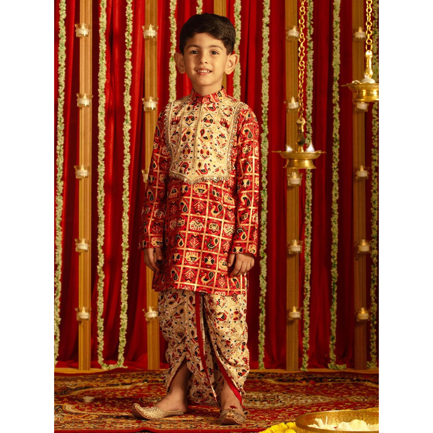 VASTRAMAY Boys' Read And Cream Kurta And Dhoti Set_VASBDK212RD_30