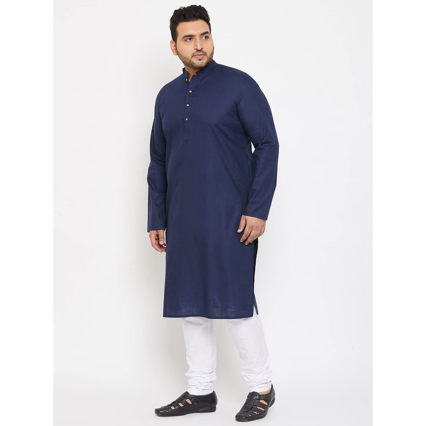 VASTRAMAY Plus Size Men's Aqua Blue Silk Blend Kurta (VPlus SizeMK001AQ_44)