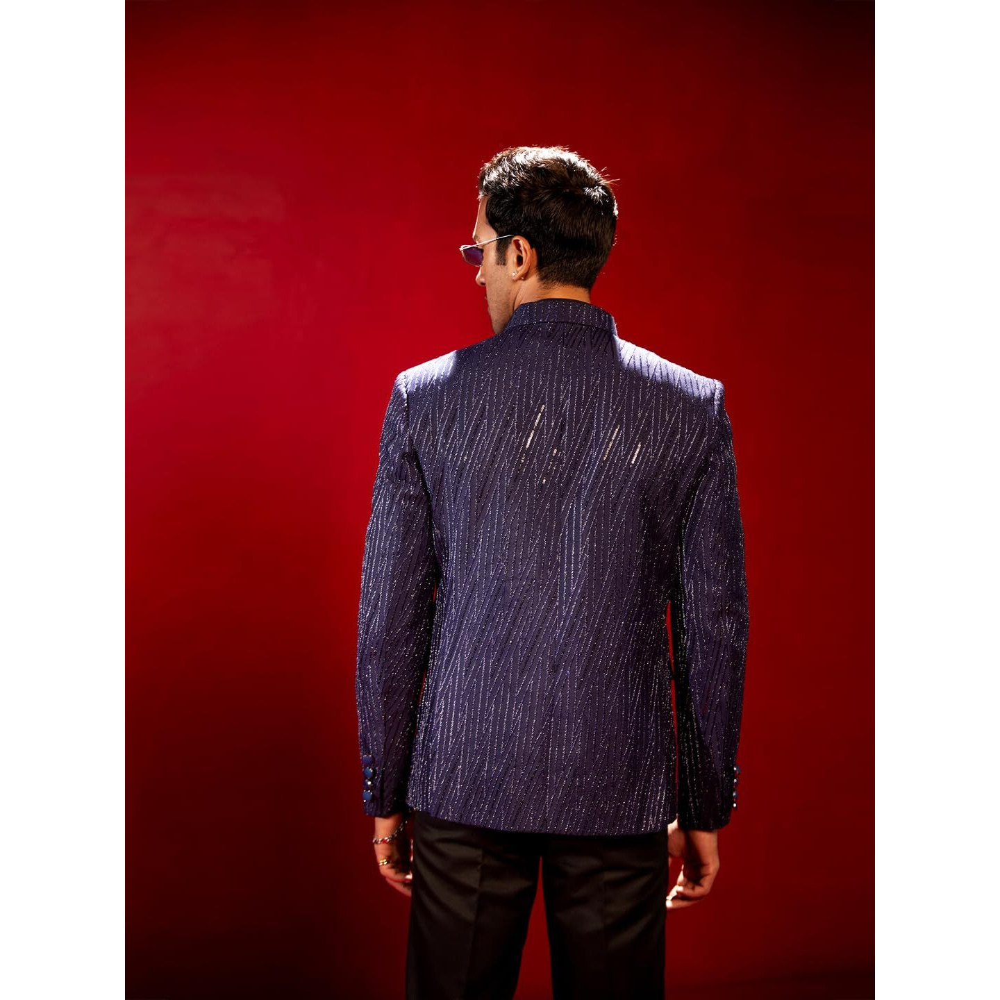 VASTRAMAY Men's Silk Blend Jodhpuri | Silk Blend Allover sequined Work Jodhpuri Bandhgala For Men
