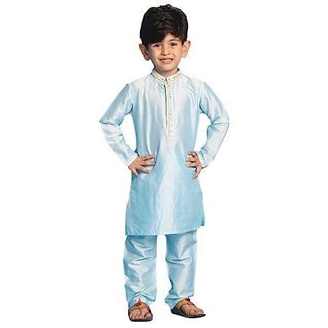 VASTRAMAY Boys' Aqua Kurta And Pyjama_VASBK010AQnP_22
